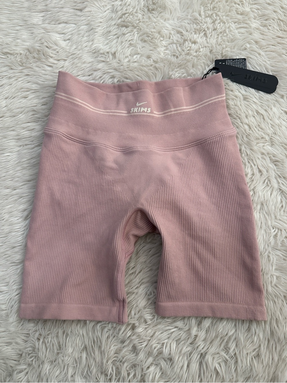 SKIMS x Nike Ribbed Seamless High-Waist Bike Shorts in Himalayan